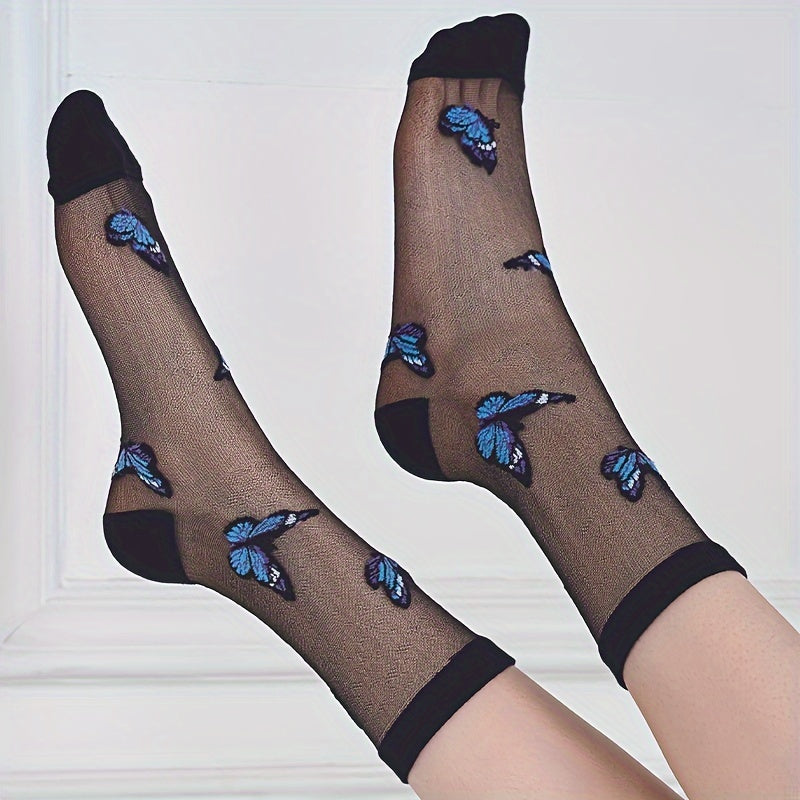 2 Pairs Butterfly Mesh Socks Socks