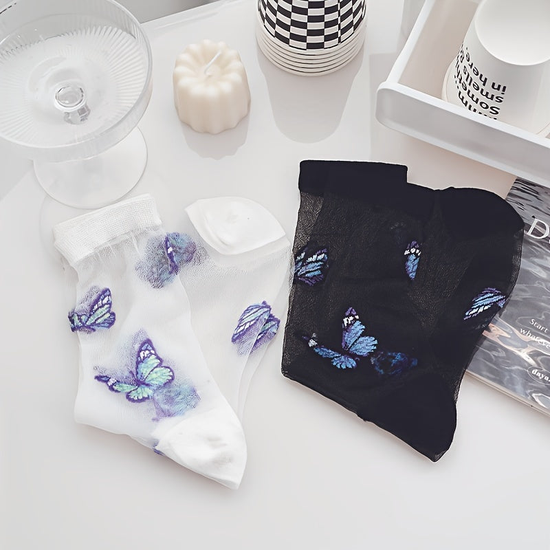 2 Pairs Butterfly Mesh Socks Socks