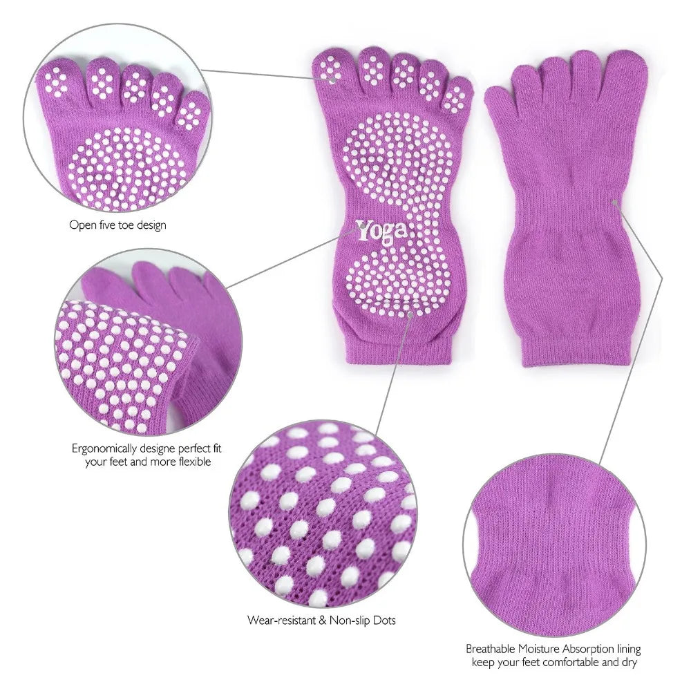 Five-Toe Socks with Non-Slip Grips