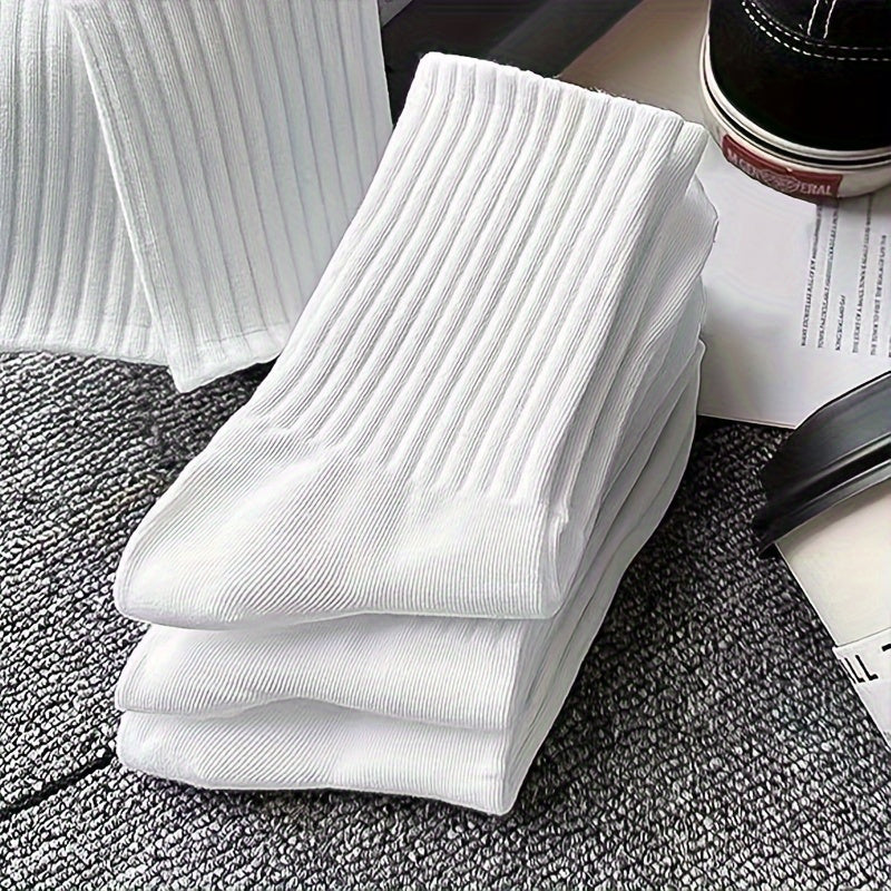 6 Pairs Solid Crew Socks