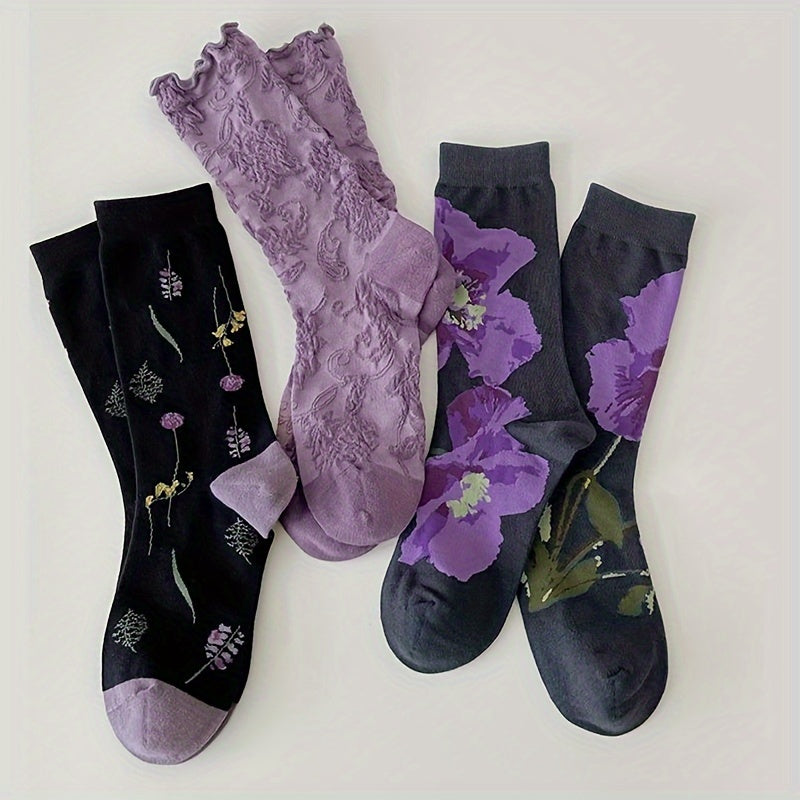 3 Pairs  Breathable Mid Tube Socks\