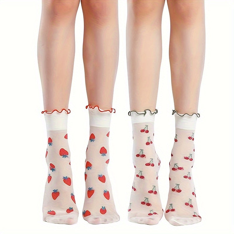 1/2 Pairs Strawberry & Cherry Socks