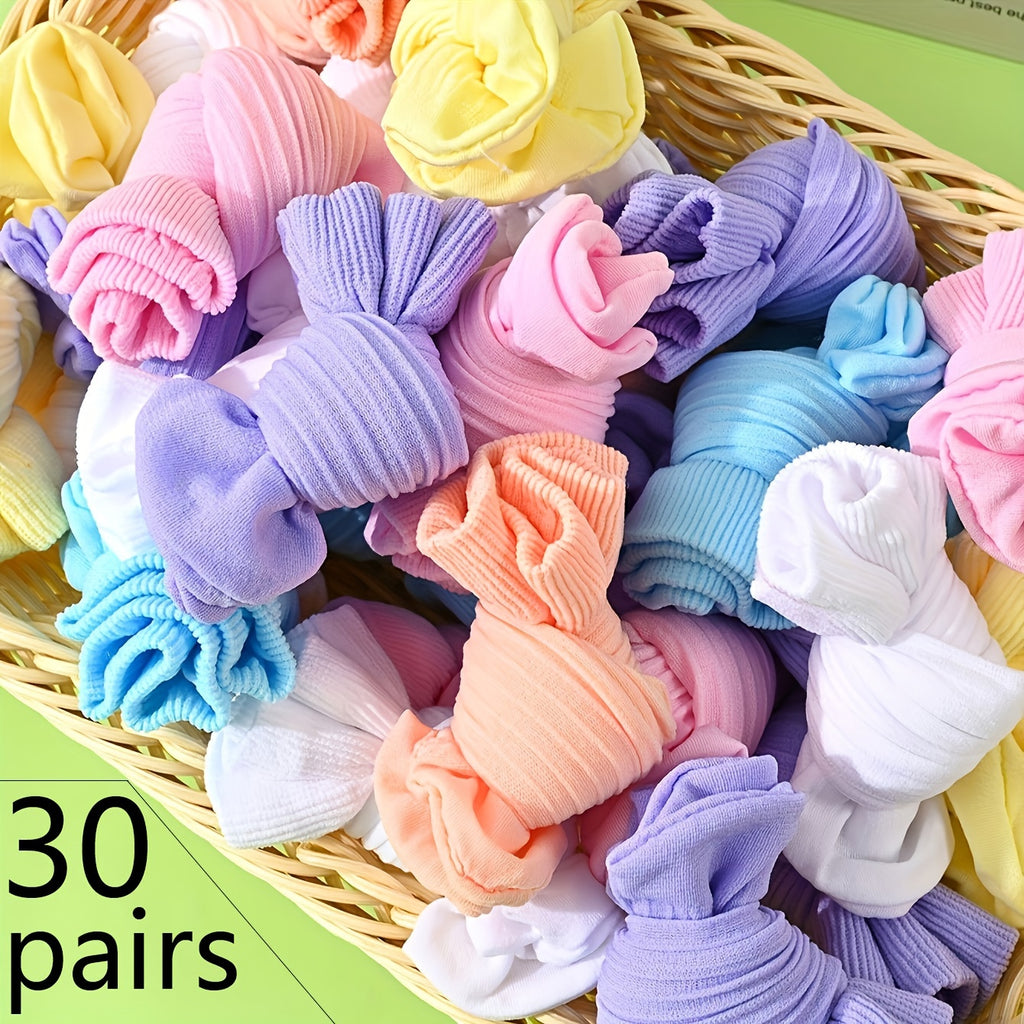 30 Pairs Candy Colored Socks, Lightweight & Comfy