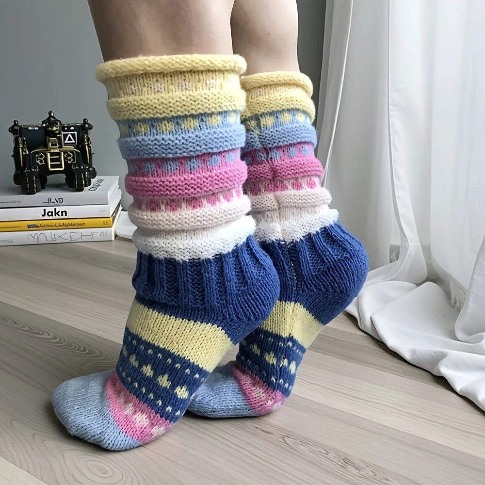 Trendy Winter  Colorful Striped Socks