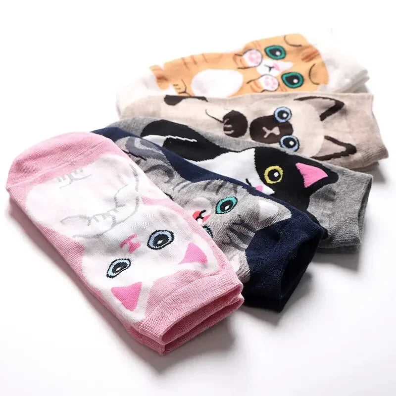 5/10 Pairs cat ankle socks