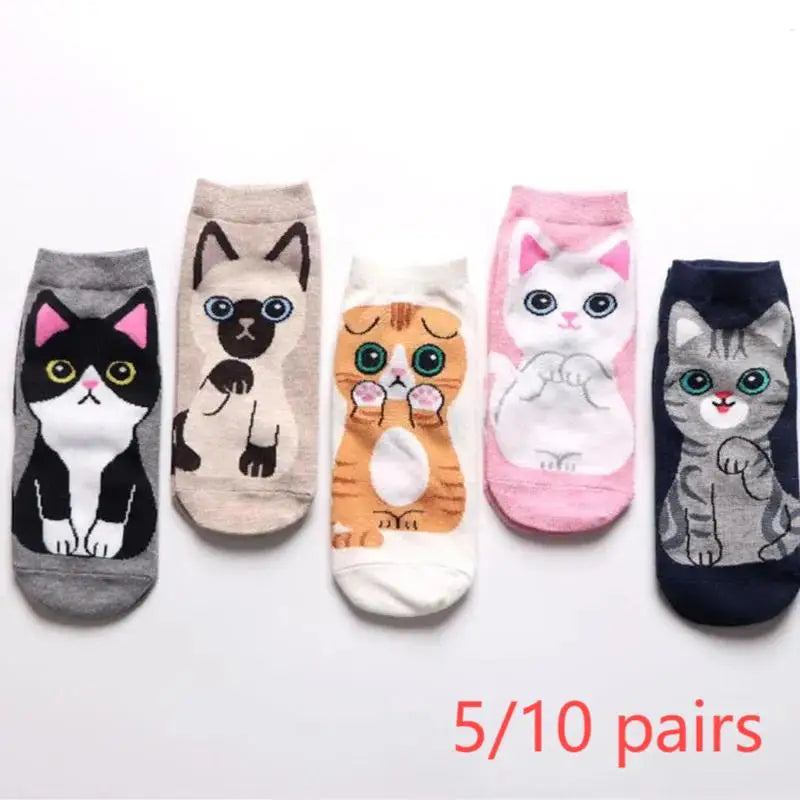 5/10 Pairs cat ankle socks